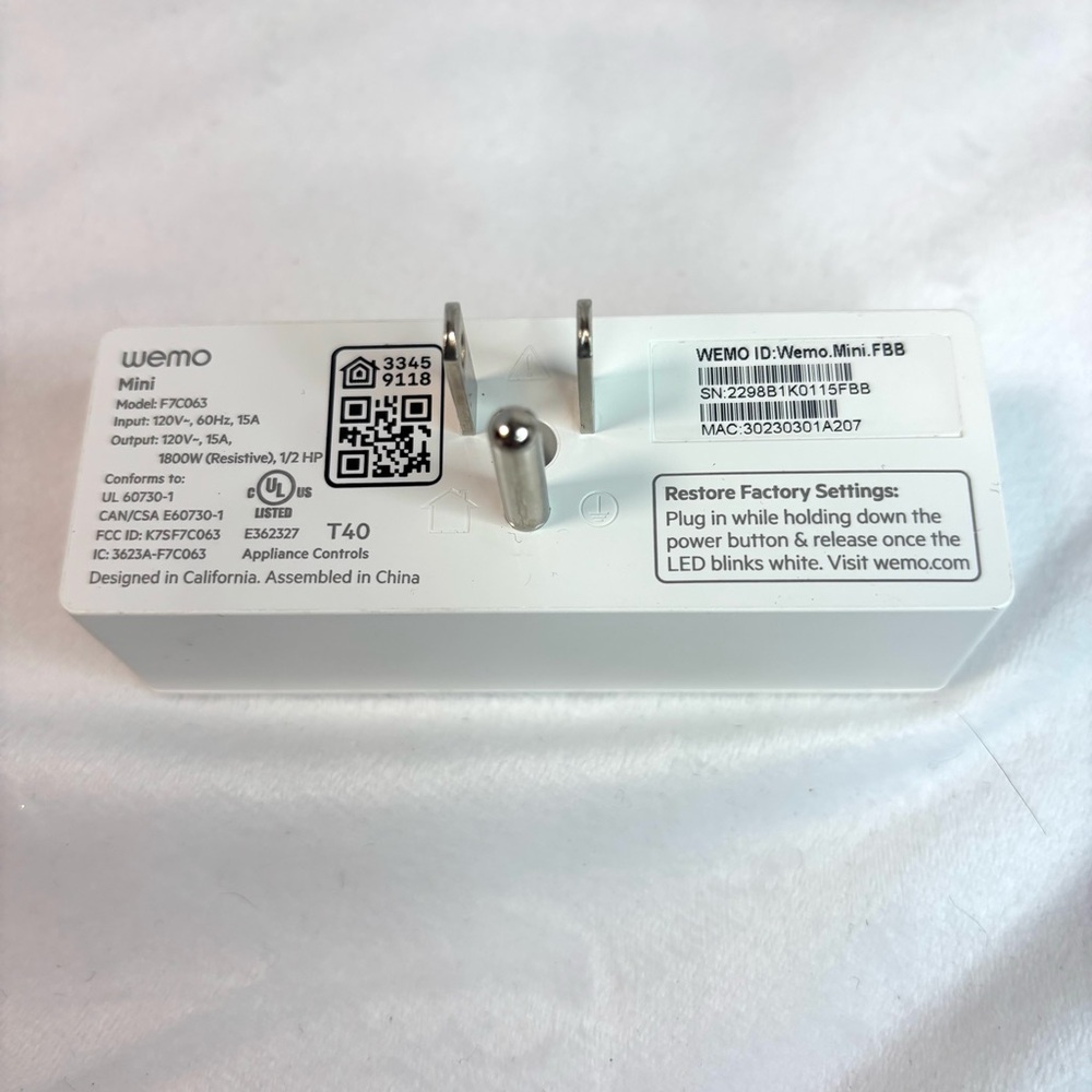 BELKIN WEMO Mini WiFi Smart Plug, No Hub Required, White, - Picture 3 of 3